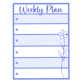 Weekly planner, Weekly plan purple note with a flower png