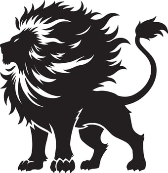 Lion beast silhouette logo illustration design art vector