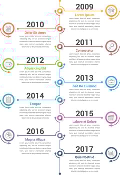 Vertical timeline infographics template, workflow or process diagram vector