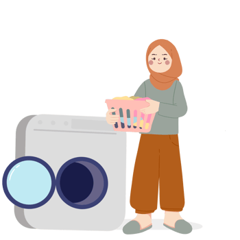 Muslim woman doing laundry png