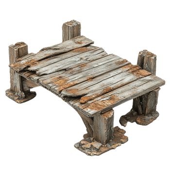 Decayed Timber Footbridge Displaying Natural Wear and Erosion png