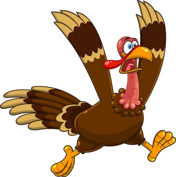 Crazy Turkey Cartoon Character Running vector