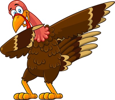 Turkey Bird Cartoon Character Dabbing vector