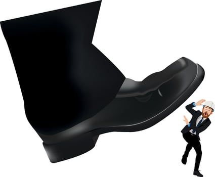 A cartoon man in a suit and tie is standing next to a shoe vector