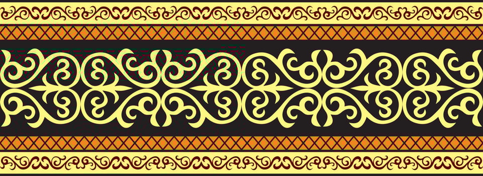 seamless colored Kazakh national ornament, border, frame. EndlessPattern of nomadic peoples of the great steppe, Kyrgyz, Mongol, Buryat, Kalmyk. vector