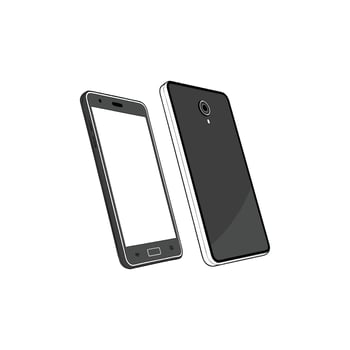A black and white smartphone with a white screen vector