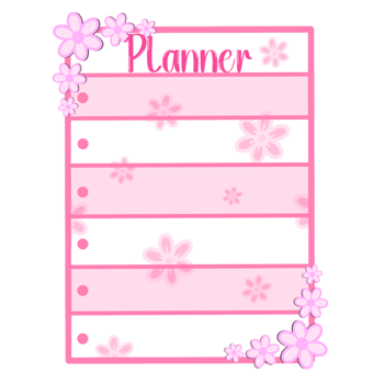 Pink planner note with flowers, Pink planner png