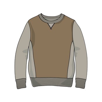 A brown sweater with gray and white stripes vector