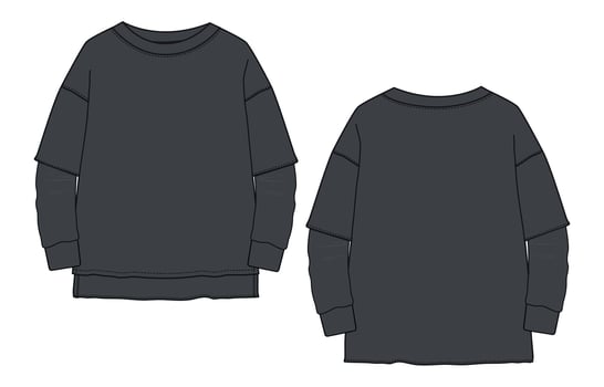 A black sweatshirt with sleeves and a long sleeve vector