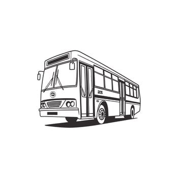 A black and white drawing of a bus vector