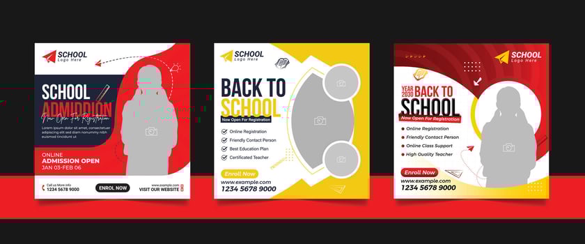 Social media school admission post vector