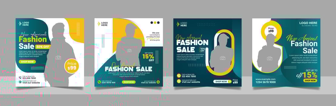 Social media fashion sale post banner template vector