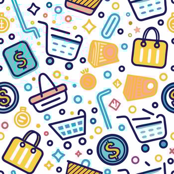 shopping seamless pattern with colorful icons vector