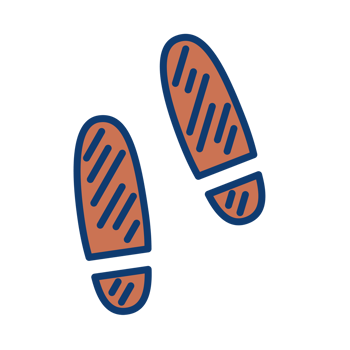 Shoe prints icon in linear color png