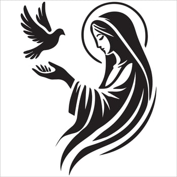 Virgin Mary Holding Doves in Her Hands vector