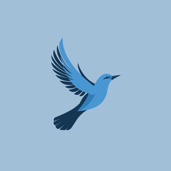 Elegant Blue Bird in Flight logo vector