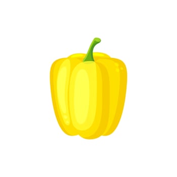 Fresh yellow pepper vegetable isolated icon. Fresh red Paprika. Pepper for farm market, vegetarian salad recipe design. vector