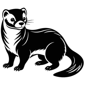 a black and white illustration of a ferret vector
