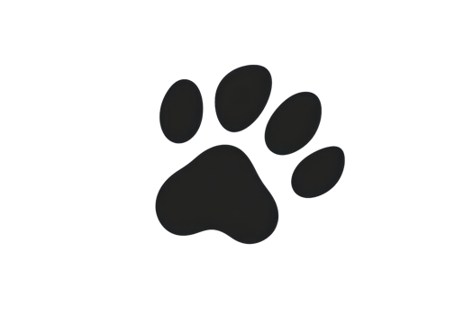 A stylized animal paw print with distinct pads representing a pet or wildlife connection. png