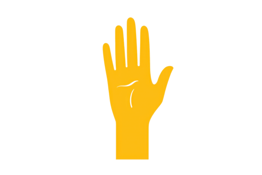 A yellow hand with palm facing forward, showcasing an open gesture. png