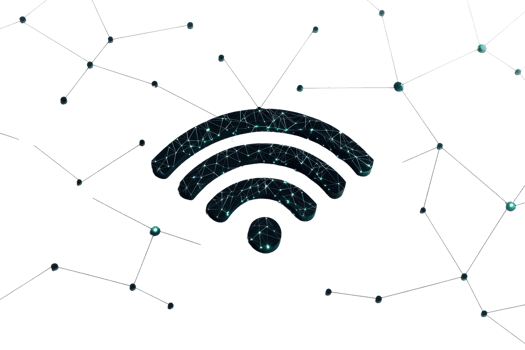 A stylized Wi-Fi symbol composed of intricate patterns, representing connectivity and technology. png
