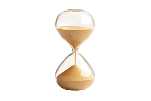 An hourglass filled with fine sand, elegantly shaped, symbolizing the passage of time. png