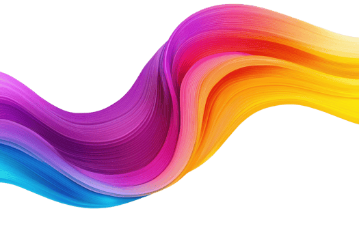 A vibrant wave of mixed colors flows smoothly, showcasing bold hues of pink, purple, blue, and yellow in a dynamic, swirling pattern. png