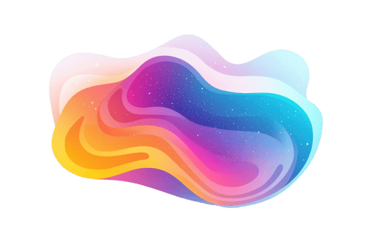 A vibrant, abstract blob featuring smooth gradients of pink, blue, and orange, creating a fluid visual effect. png