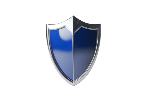 A sleek blue and silver shield, symbol of strength and protection, isolated on a transparent background. ideal for security and defense concepts. png