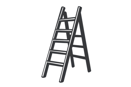 A sturdy metal ladder isolated on a transparent background. perfect for representing construction, safety, and elevation concepts. png