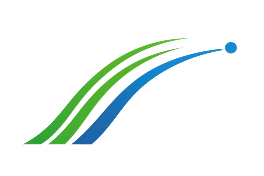 Abstract logo design with green and blue curved lines and a circular element. Perfect for business branding and modern visuals. png