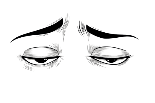 Abstract sketch of a pair of eyes expressing emotion. Hand-drawn style, emphasizing lines and shadows for artistic effect. png