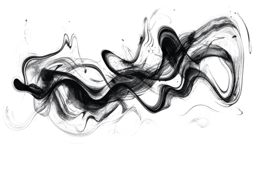 Abstract black and white smoke art with flowing lines and intricate patterns, perfect for creative backgrounds or modern designs. png