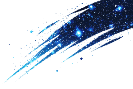 Abstract blue cosmic trail with sparkling stars on a transparent background. Perfect for science fiction and space themes. png