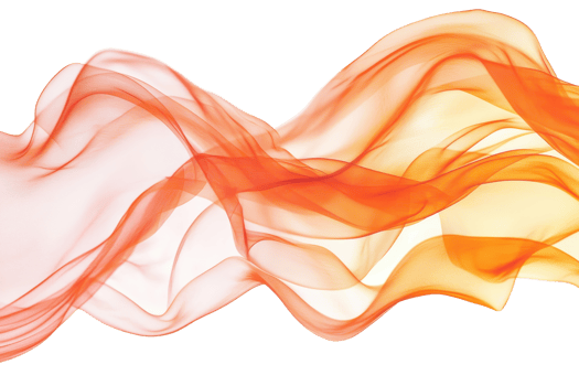 Abstract flowing orange waves on a transparent background. creating a dynamic and vibrant visual effect. png