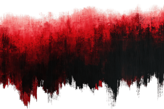 Abstract red and black paint splatter forming a dramatic cascade effect. Perfect for modern art and creative projects. png