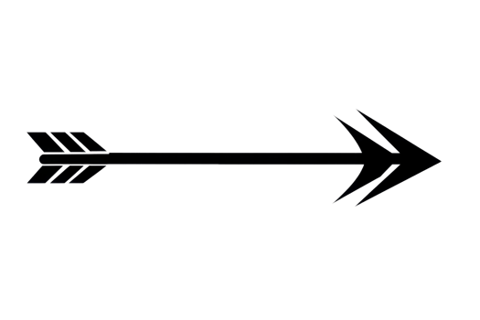 Black silhouette of an arrow pointing right, symbolizing direction, movement, and guidance against a transparent background. png