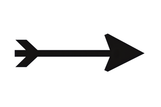 Black arrow icon pointing to the right, symbolizing direction, navigation, and progress. Minimalistic on a transparent background. png