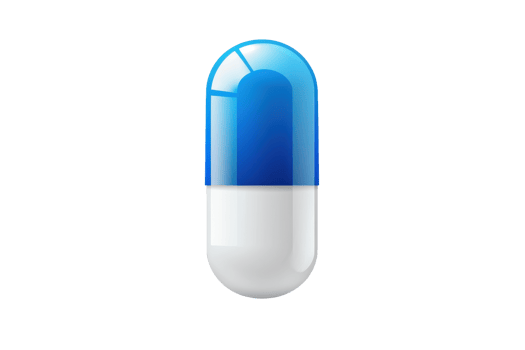 Close-up of a blue and white capsule pill isolated on a transparent background. representing healthcare, medication, and pharmaceutical themes. png