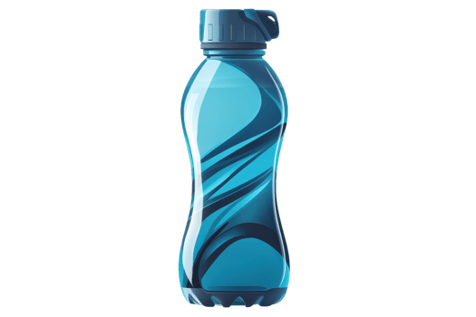 Blue plastic water bottle with modern design, ideal for fitness, travel, and daily hydration needs. Sleek and reusable, perfect for any lifestyle. png