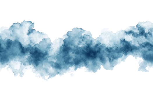 Artistic blue watercolor cloud texture on transparent background. perfect for creative design projects and abstract art inspirations. png