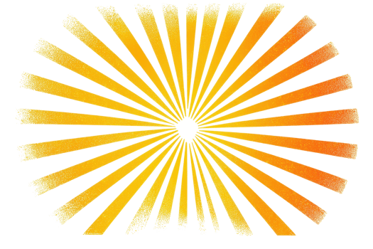 Bright, radial abstract pattern in orange and yellow shades, resembling a sunburst. Perfect for designs, backgrounds, or textures. png