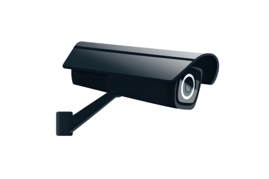 Close-up of a sleek modern security camera, emphasizing its clean lines and advanced technology for effective surveillance and security. png