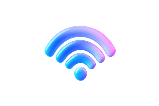Colorful gradient wireless signal icon representing technology and connectivity. Perfect for tech, communication, and networking themes. png