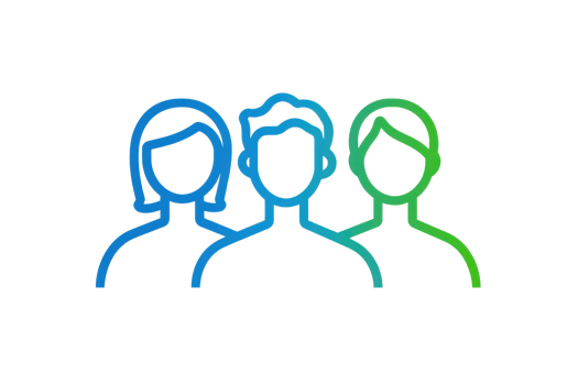 Colorful line art of a group of people, symbolizing community and teamwork, rendered in blue and green tones for visual appeal. png