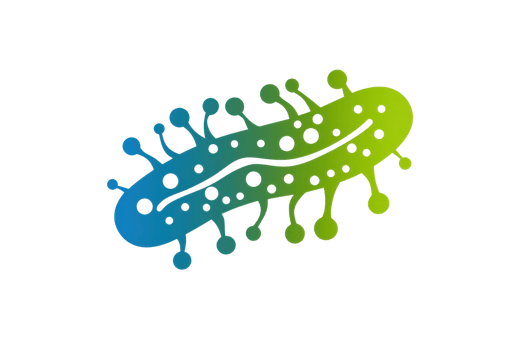 Colorful abstract depiction of a microorganism, symbolizing scientific research and microbiology studies in a vibrant artistic style. png