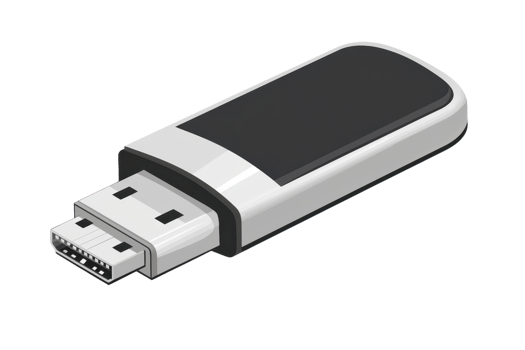Close-up of a sleek USB flash drive on a transparent background. perfect for showcasing digital storage solutions and tech gadgets. png