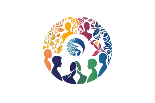 Colorful abstract illustration of diverse people holding hands in a circle around the globe, symbolizing unity, harmony, and global connection. png