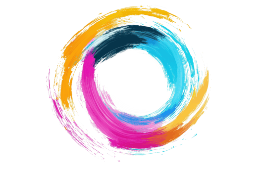 Colorful abstract swirl design with vibrant brush strokes, creating a dynamic and artistic circular pattern for creative backgrounds. png