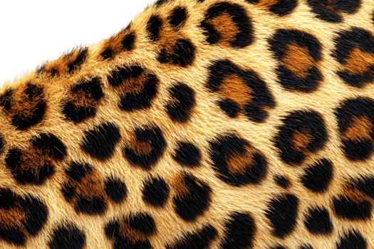 Close-up of leopard fur pattern showcasing the distinct and vibrant black spots on a golden background, highlighting nature's artistry. png
